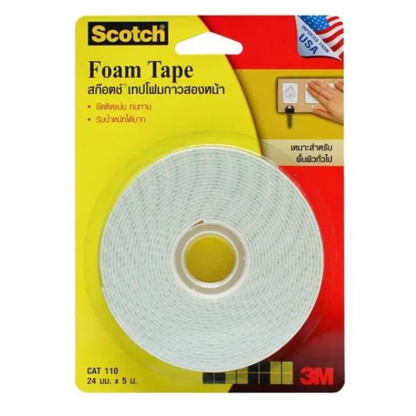 กาว2หน้าเทปโฟม <br> 24 มม.x5 ม.  Scotch CAT110 - Image 2