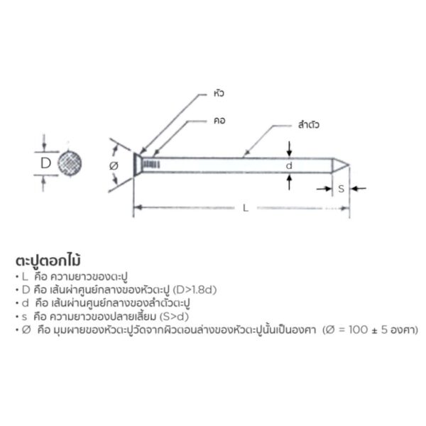 ตะปูเหล็กหัวกลมแบน ตะปูตอกไม้ (ตรามือ) - Image 4
